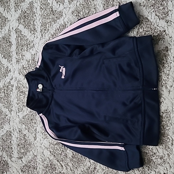 Puma Other - 5/$25 Puma Navy and Light Pink Kids Track Jacket
